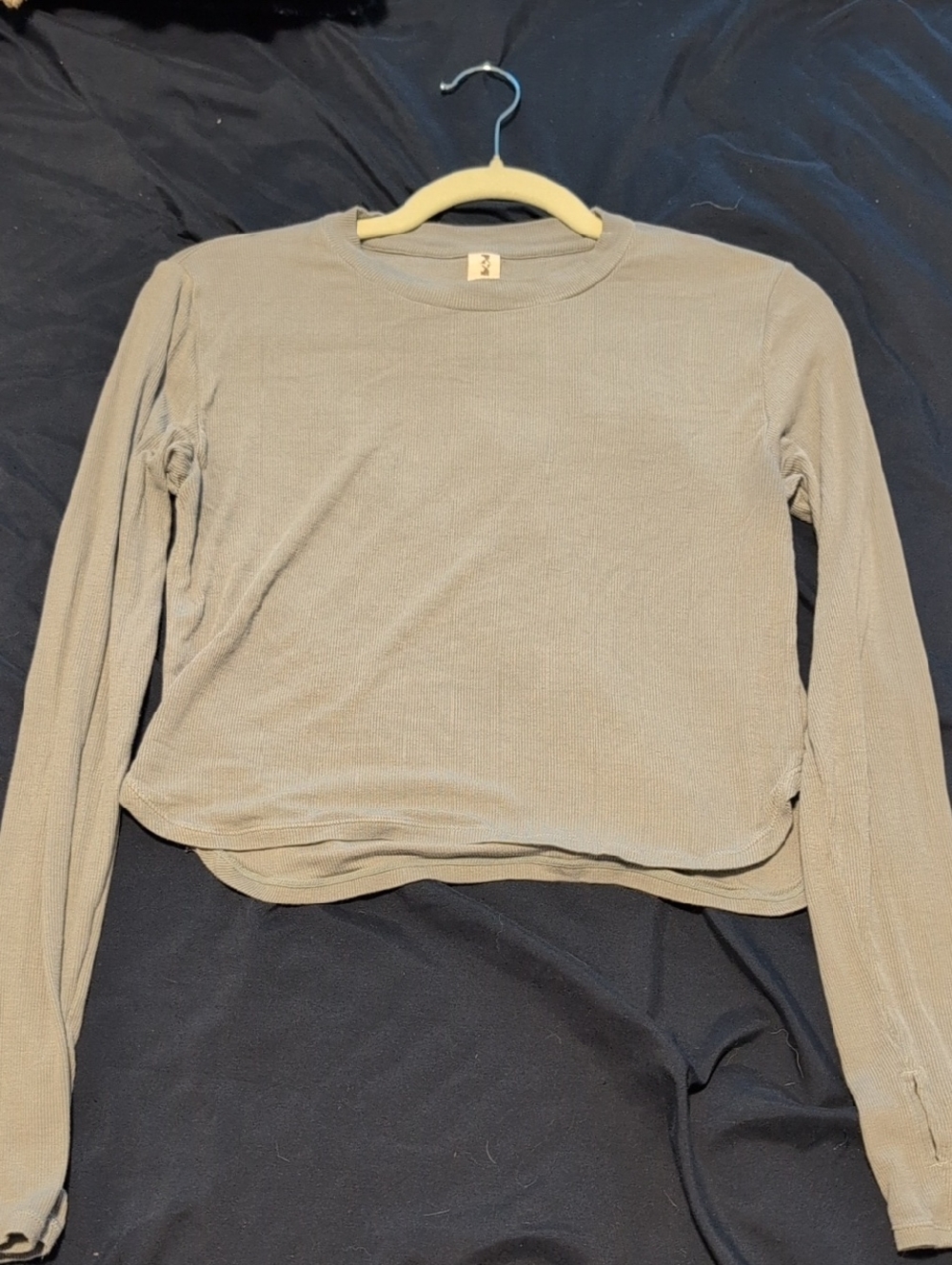 Popflex - Medium Ribbed Crewneck Crop Top — Grey